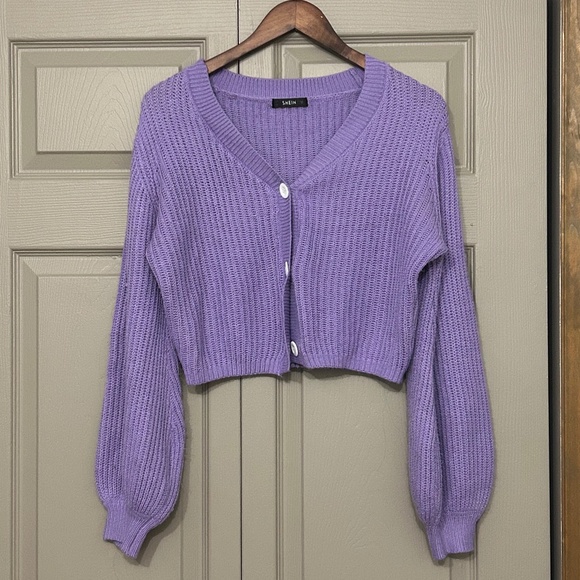 SHEIN Purple Cropped Cardigan - Picture 1 of 7